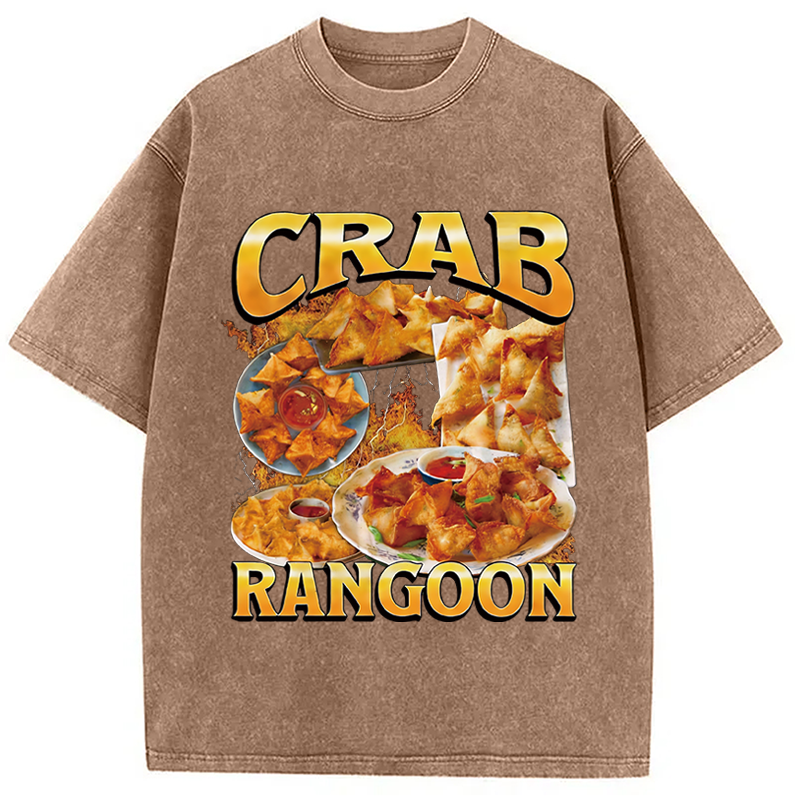 Modecanvas Crab Rangoon Funny Meme Washed T-Shirt