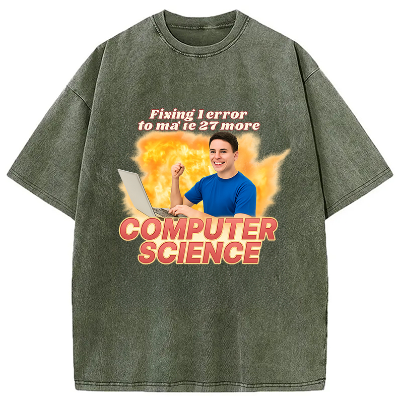 Modecanvas Computer Science Error Meme Washed T-Shirt