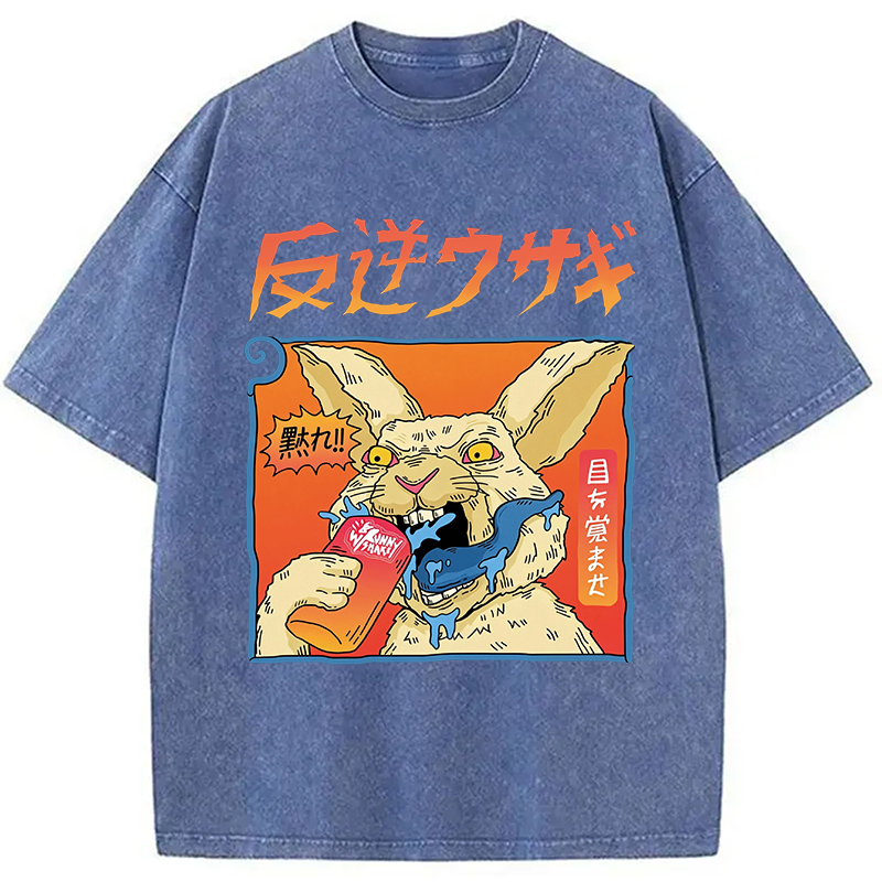 Modecanvas Rebellious Rabbit DTG Printing Washed T-Shirt