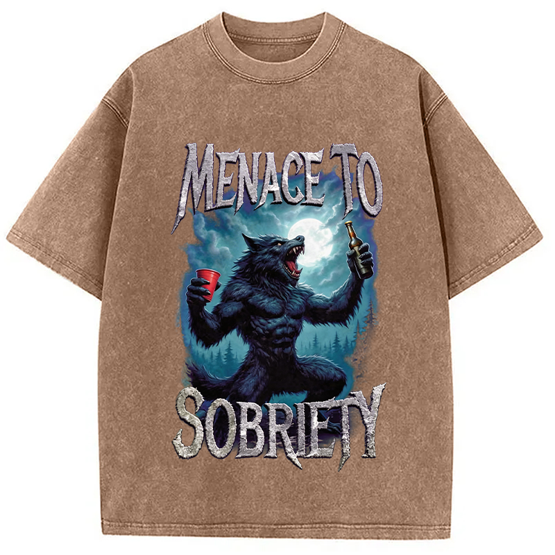 Modecanvas Menace To Sobriety Washed T-Shirt-modecanvas