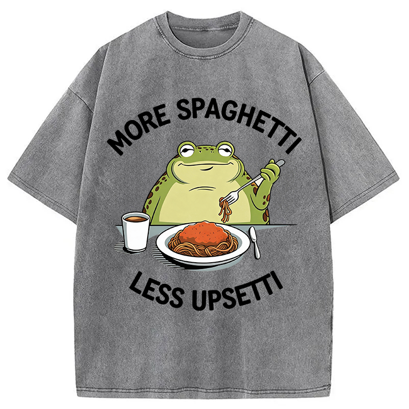 Modecanvas More Spaghetti Less Upsetti Frog DTG Printing Washed T-Shirt