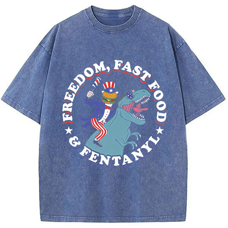 Modecanvas Freedom Fast Food DTG Printing Washed T-Shirt