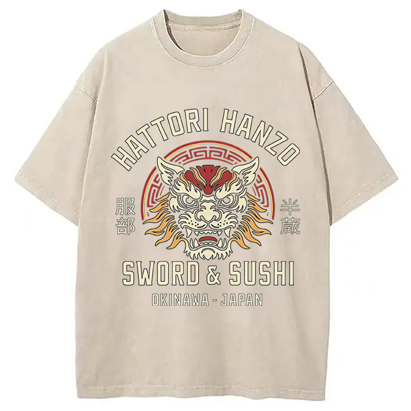 Modecanvas Hattori Lion DTG Printing Washed T-Shirt
