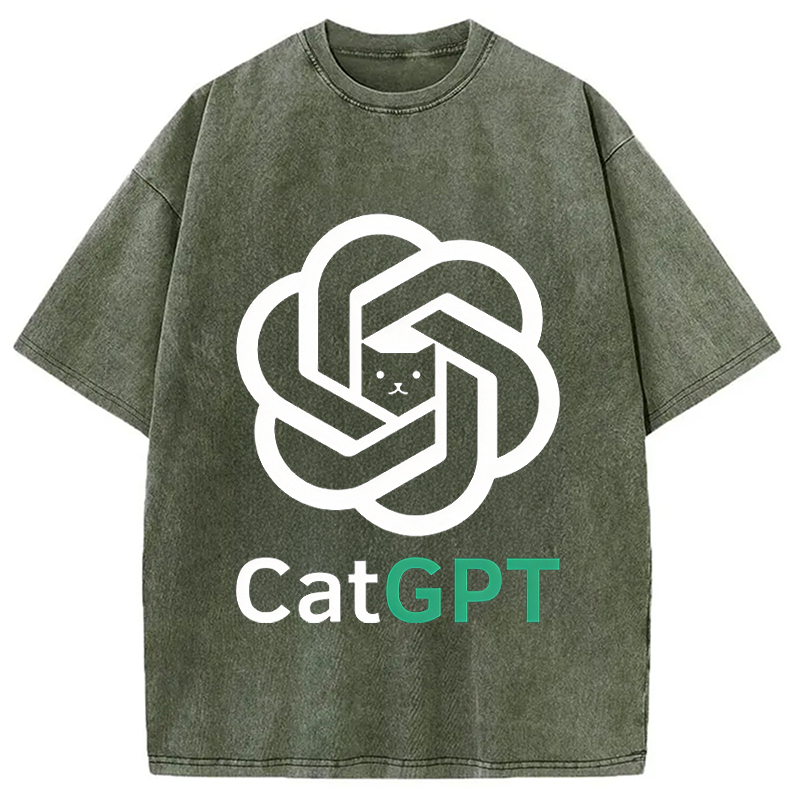 Modecanvas CatGPT DTG Printing Washed T-Shirt