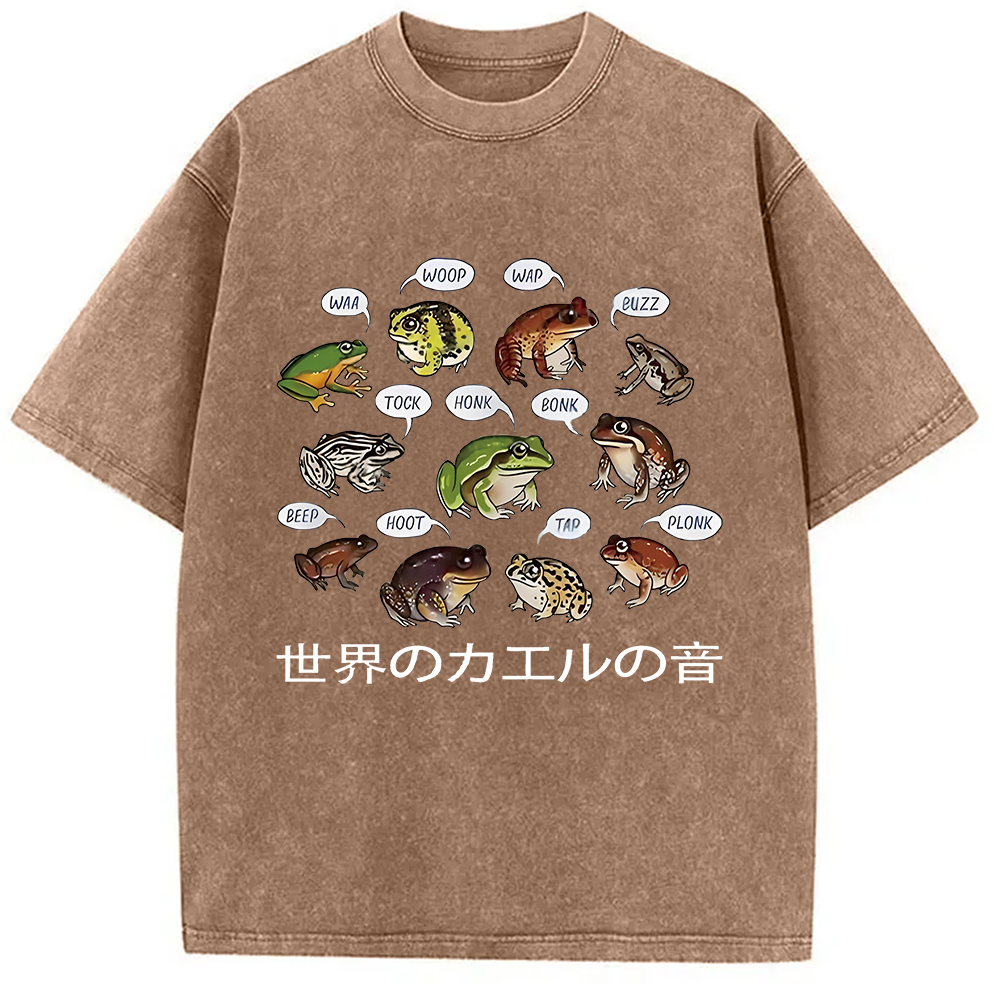 Modecanvas Frog Sounds From Around The World Washed T-Shirt
