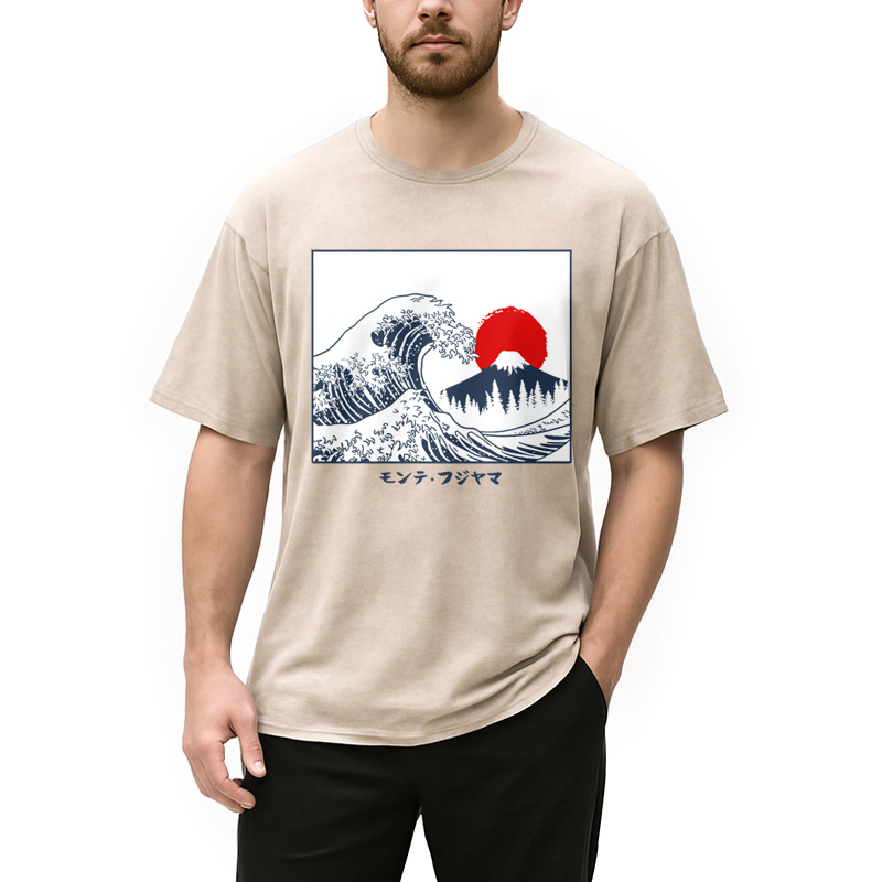 Modecanvas Great Fuji Wave Washed T-Shirt