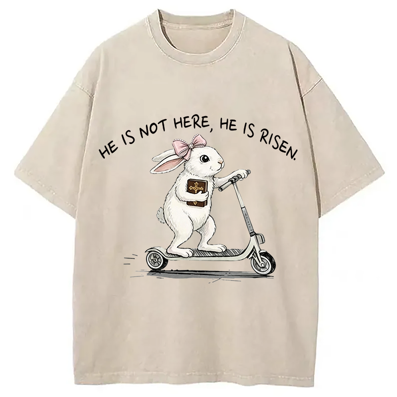 Modecanvas He Is Risen Easter Bunny DTG Printing Washed T-Shirt