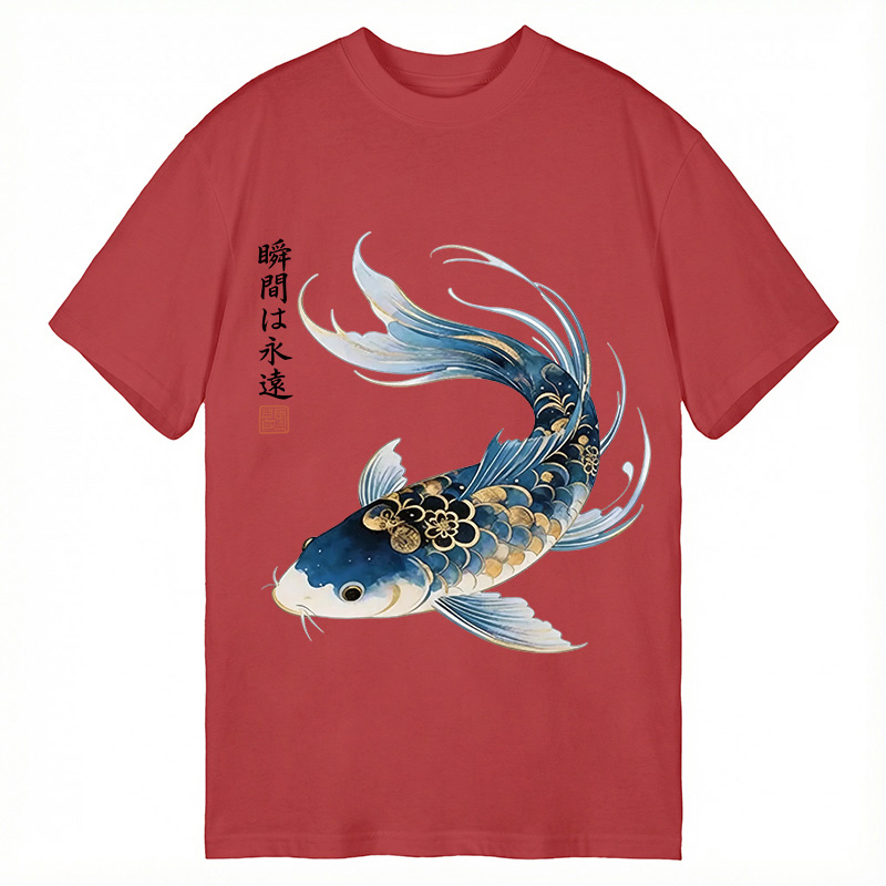 Modecanvas Elegant Koi Fish Watercolor DTG Printing Classic T-Shirt-modecanvas