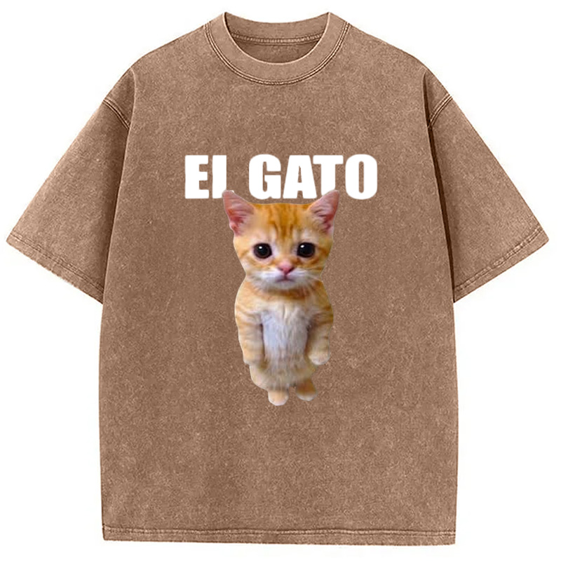 Modecanvas Sad Crying Cat Meme Washed T-Shirt