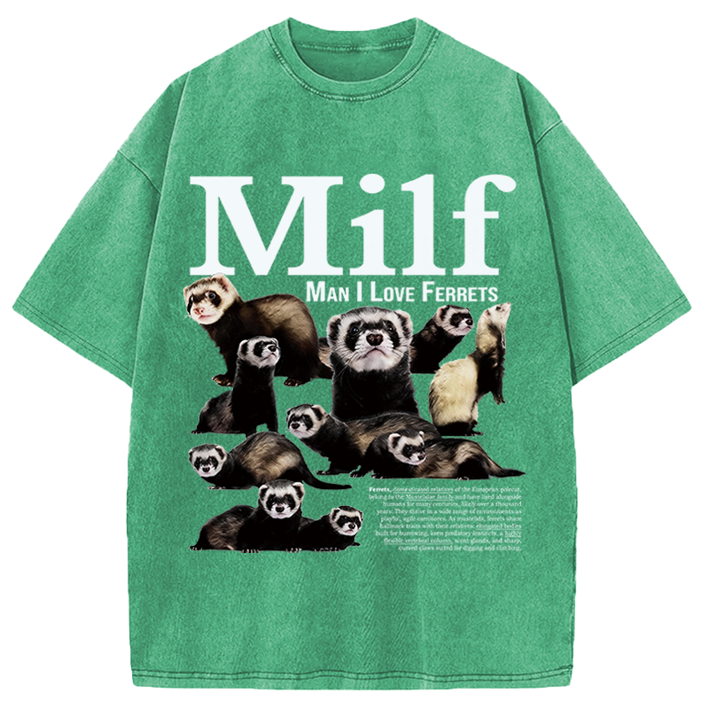 Modecanvas Man I Love Ferrets DTG Printing Washed T-Shirt