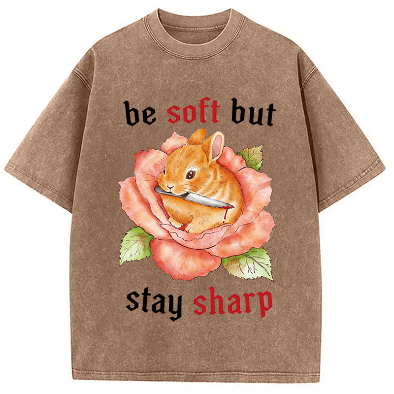 Modecanvas Stay Sharp Rabbit DTG Printing Washed T-Shirt