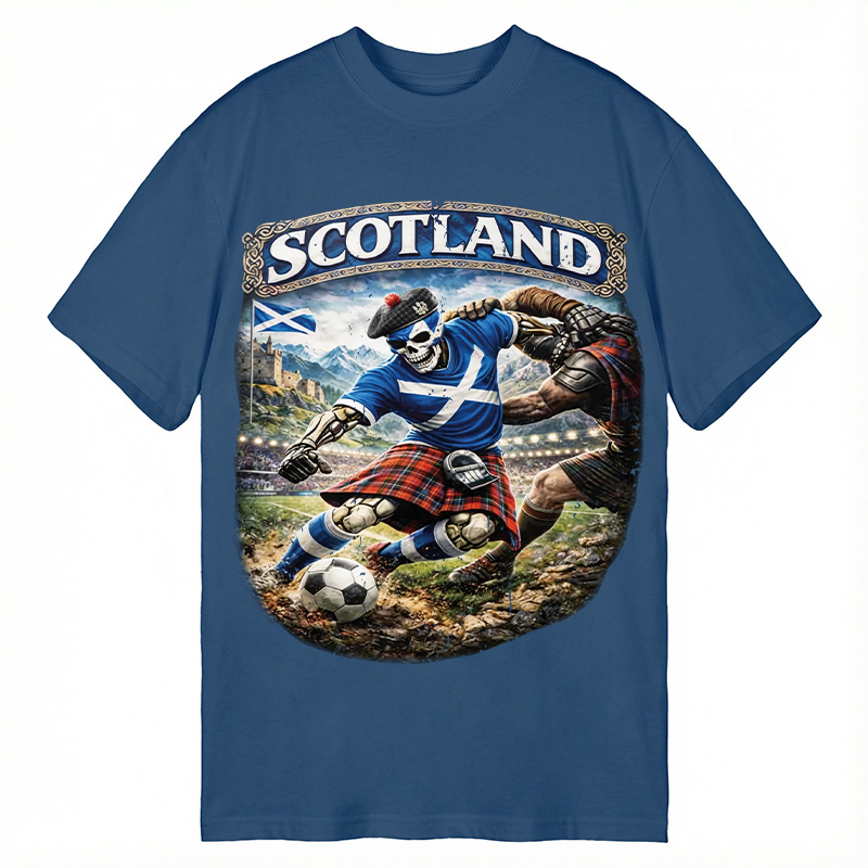 Modecanvas Scotland Soccer Skull DTG Printing Classic T-Shirt-modecanvas
