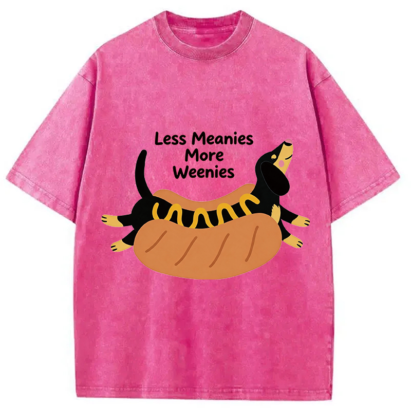 Modecanvas Positive Vibes Only With The Weenie Dog DTG Printing Washed T-Shirt