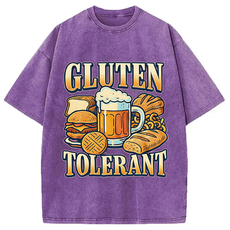 Modecanvas Gluten Tolerant Funny Food Humor DTG Printing Washed T-Shirt