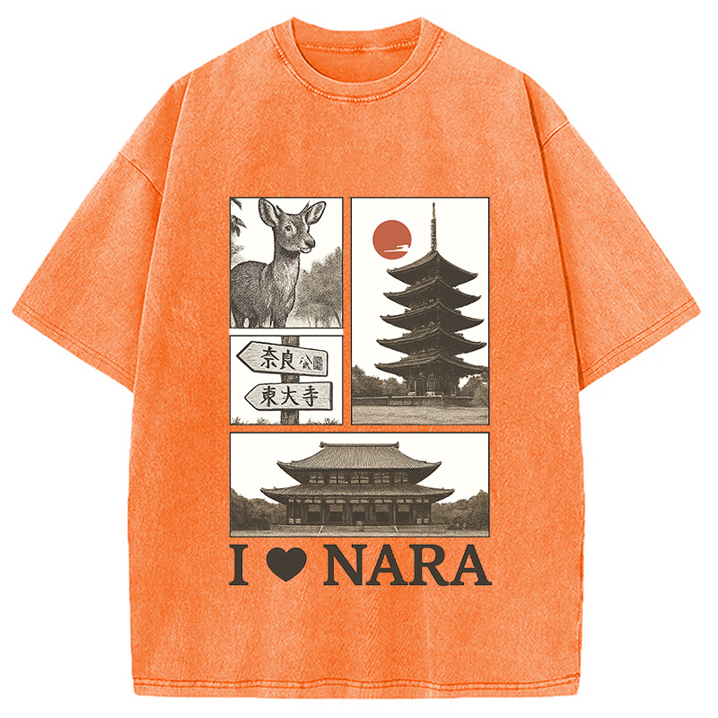Modecanvas NARA Love Vintage Japanese Washed T-Shirt