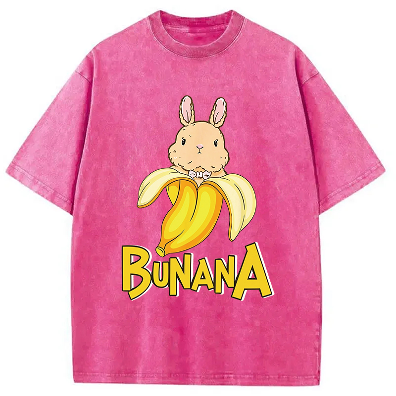 Modecanvas Funny Banana Bunny DTG Printing Washed T-Shirt