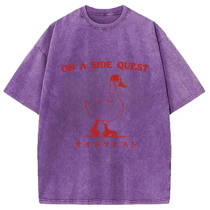 Modecanvas On a Side Quest Goose Washed T-Shirt