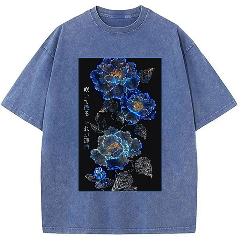 Modecanvas The Sea Of Flowers In The Darkness Washed T-Shirt