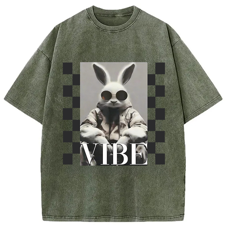 Modecanvas Bunny Vibe Easter DTG Printing Washed T-Shirt