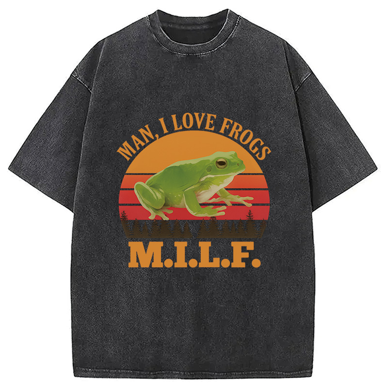 Modecanvas M.I.L.F. Vintage Frog Washed T-Shirt