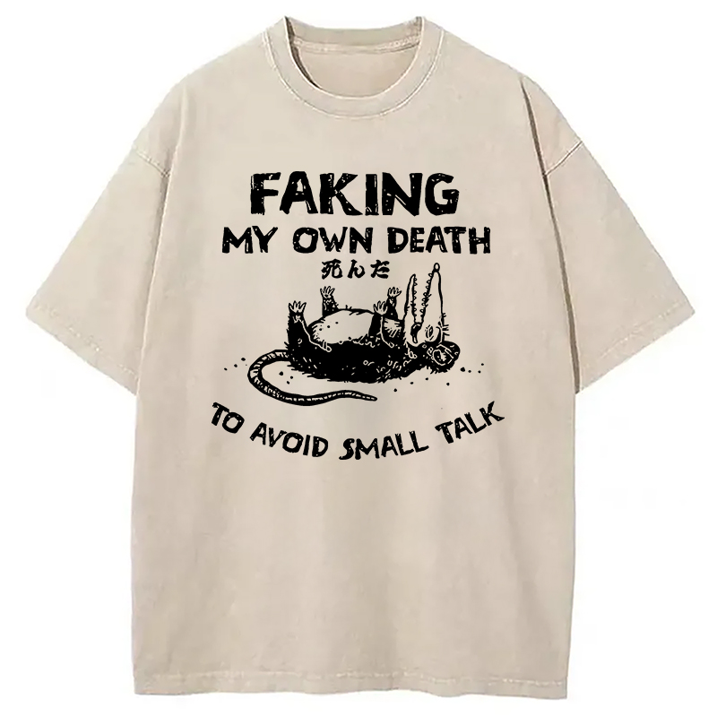 Modecanvas Faking My Own Death Washed T-Shirt