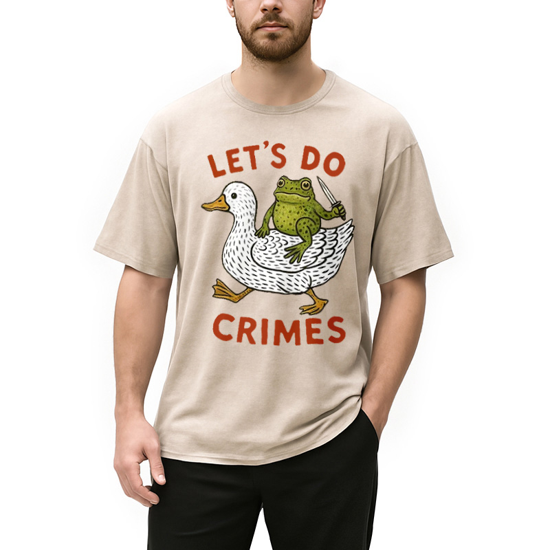 Modecanvas Frog Ready To Commit Crime Washed T-Shirt
