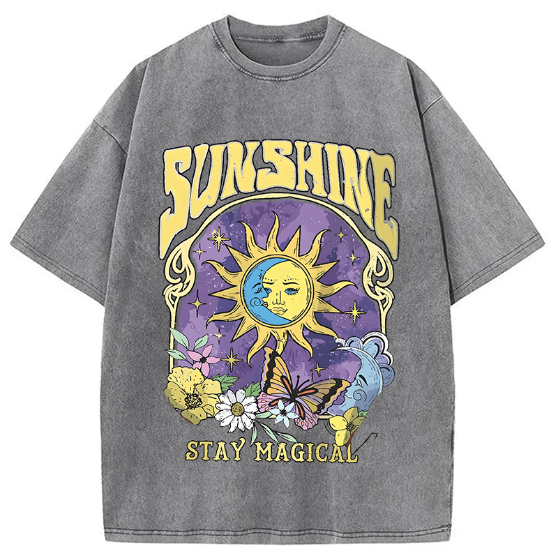 Modecanvas Sunshine Stay Magical Washed T-Shirt