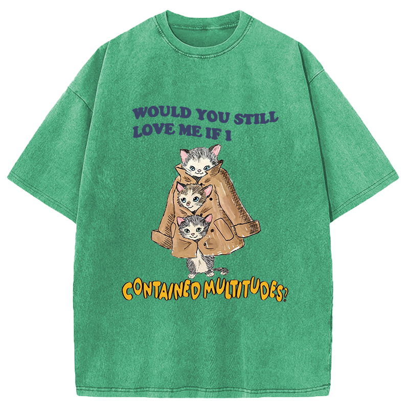 Modecanvas Would You Still Love Me If I Contained Multitudes DTG Printing Washed T-Shirt