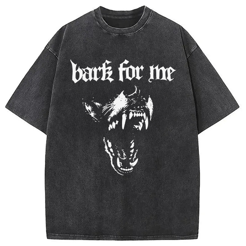 Modecanvas Wolf Back For Me DTG Printing Washed T-Shirt-modecanvas