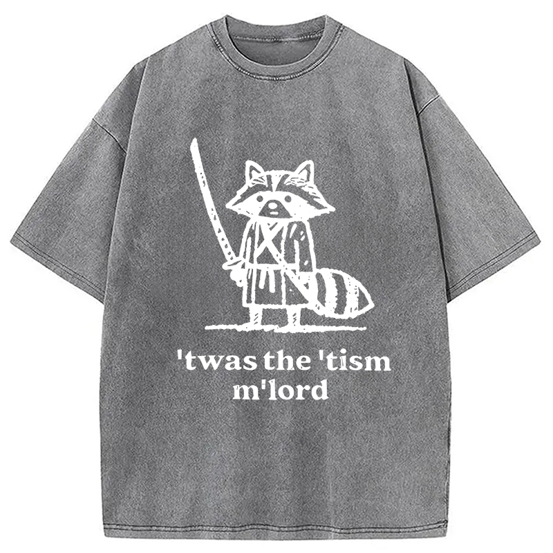 Modecanvas Focused Samurai Raccoon Washed T-Shirt