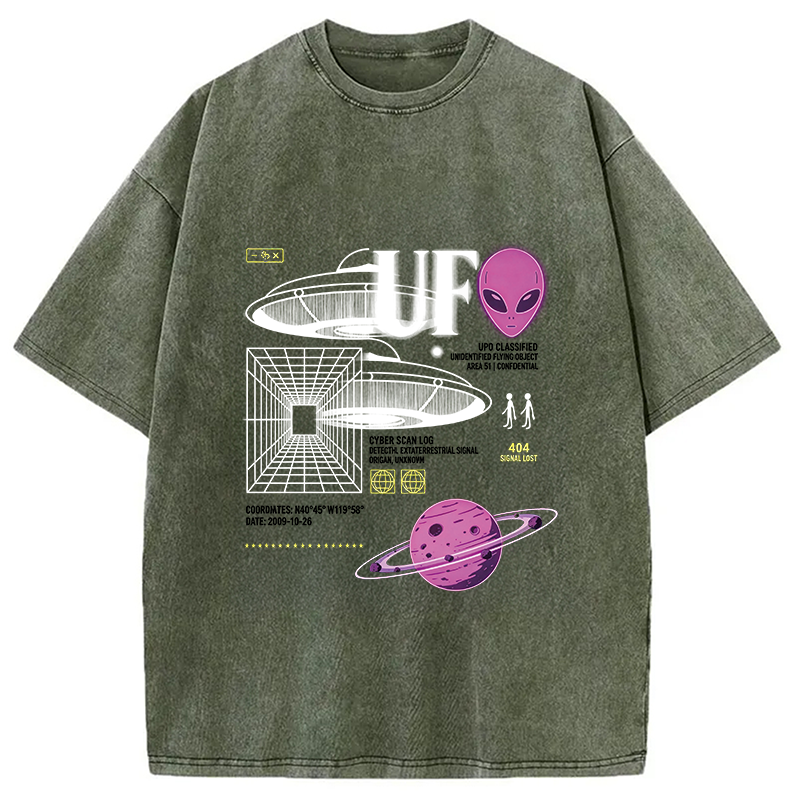Modecanvas Cosmic Signal Alien Archive DTG Printing Washed T-Shirt