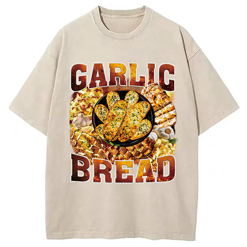 Modecanvas Garlic Bread DTG Printing Washed T-Shirt