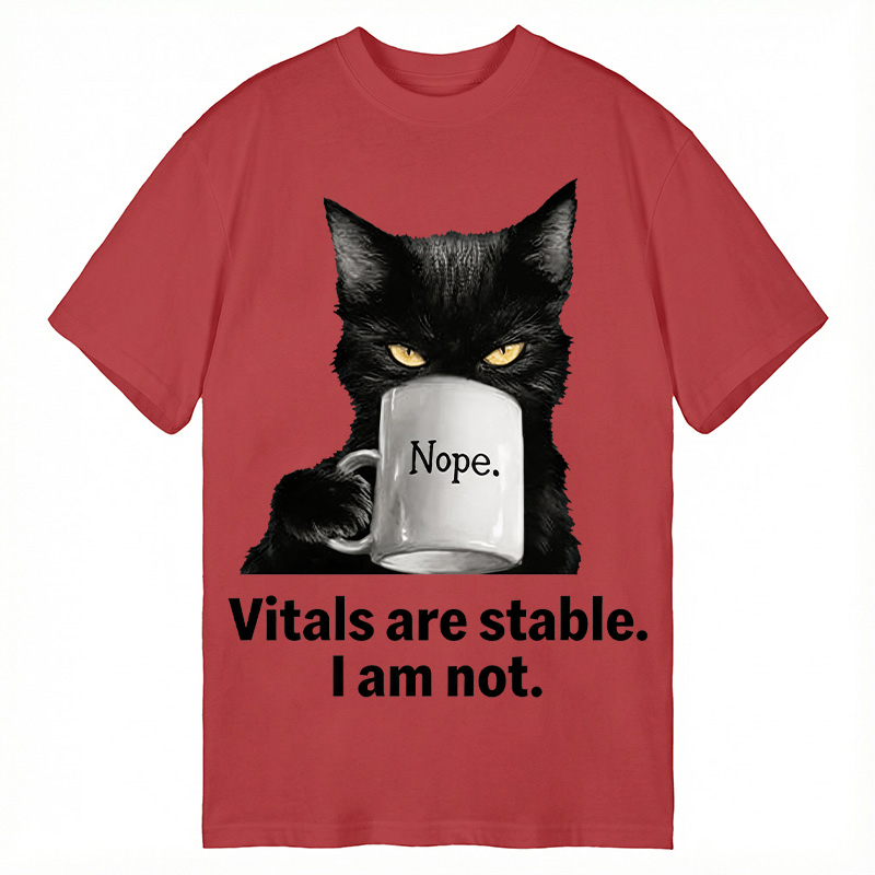 Modecanvas Grumpy Black Cat Coffee Meme DTG Printing Classic T-Shirt-modecanvas