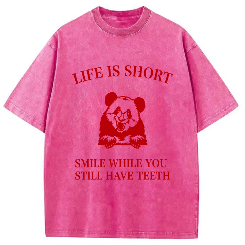Modecanvas Funny Panda Ironic DTG Printing Washed T-Shirt