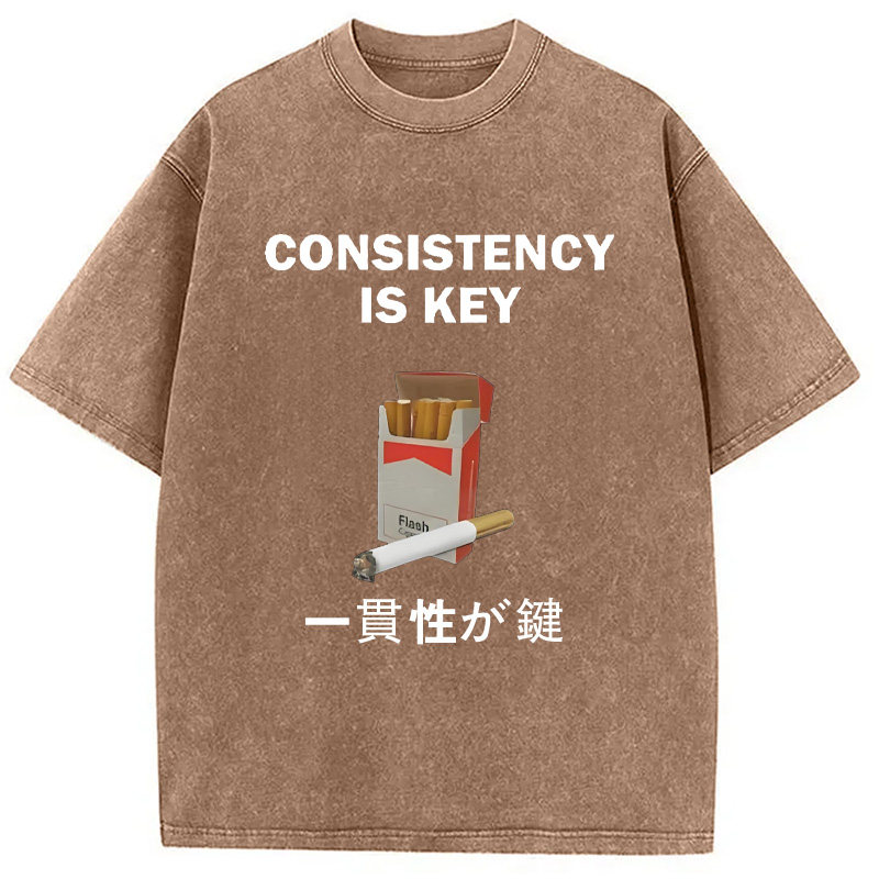 Modecanvas Consistency Is Key Cigarette Washed T-Shirt