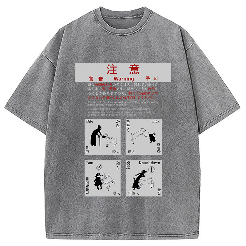 Modecanvas Beware of the Hungry Deer Washed T-Shirt