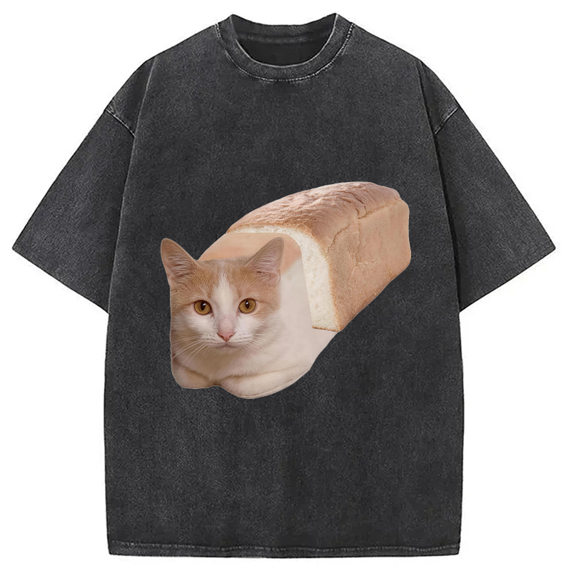 Modecanvas Cat Bread DTG Printing Washed T-Shirt
