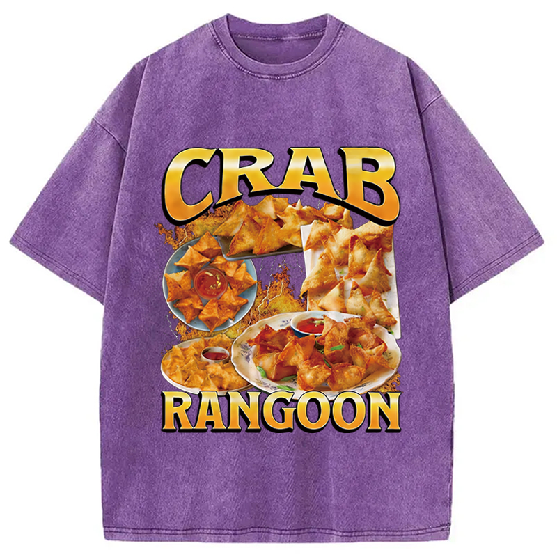 Modecanvas Crab Rangoon Funny Meme Washed T-Shirt