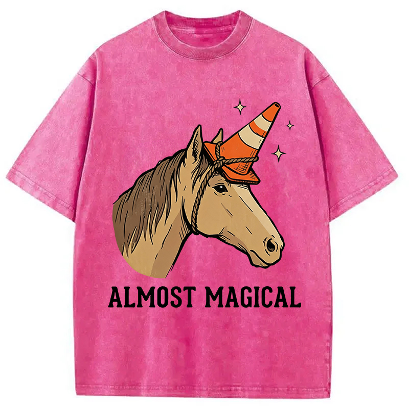 Modecanvas Almost Magical Horse DTG Printing Washed T-Shirt