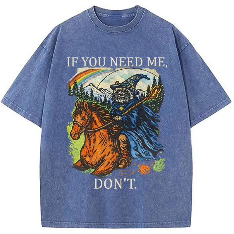 Modecanvas Funny Raccoon Wizard Gamer DTG Printing Washed T-Shirt