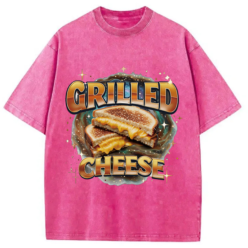 Modecanvas Grilled Cheese DTG Printing Washed T-Shirt
