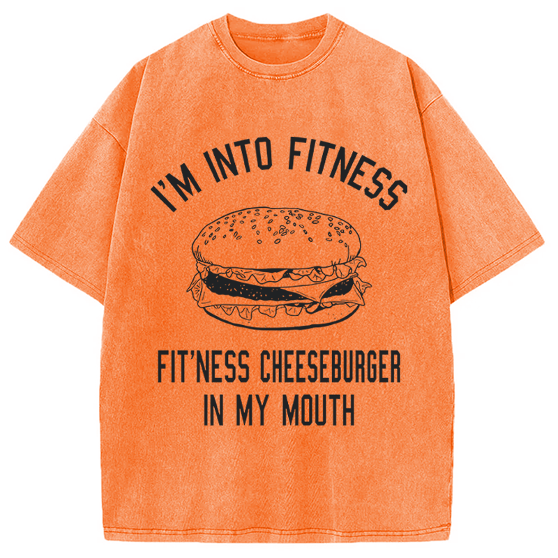 Modecanvas Fitness Cheeseburger DTG Printing Washed T-Shirt
