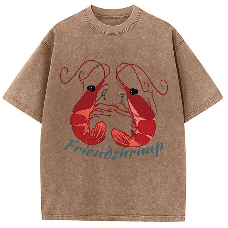 Modecanvas Friendshrimp DTG Printing Washed T-Shirt