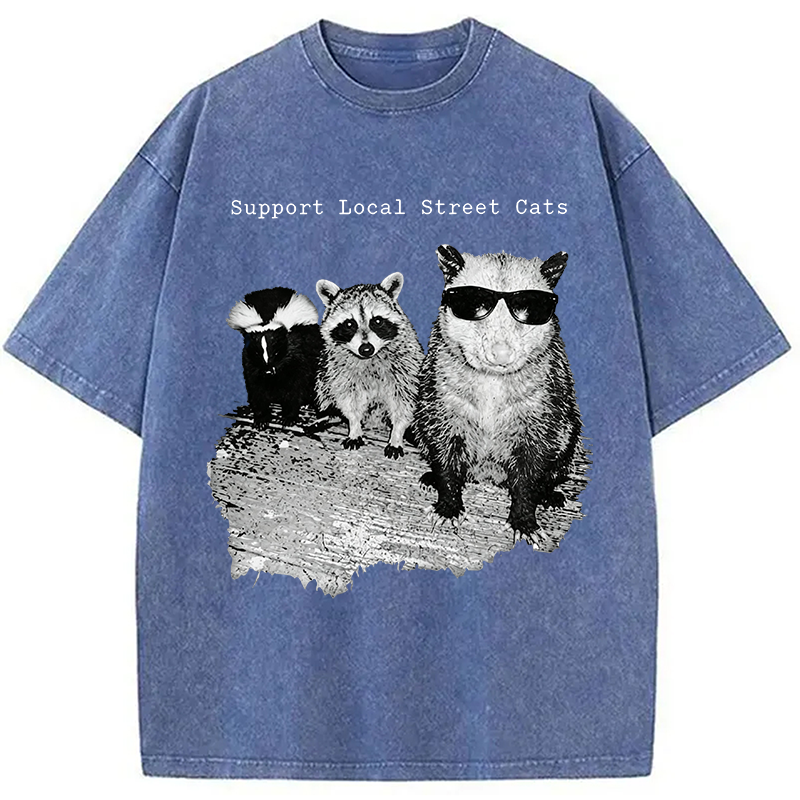 Modecanvas Support Local Street Cats DTG Printing Washed T-Shirt
