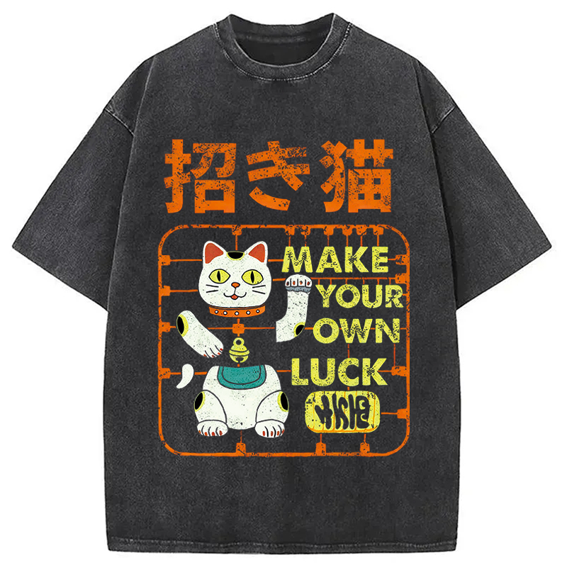 Modecanvas Make your own luck DTG Printing Washed T-Shirt