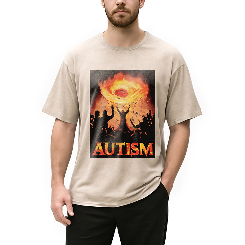 Modecanvas Autistic Funny Edgy Meme DTG Printing Washed T-Shirt