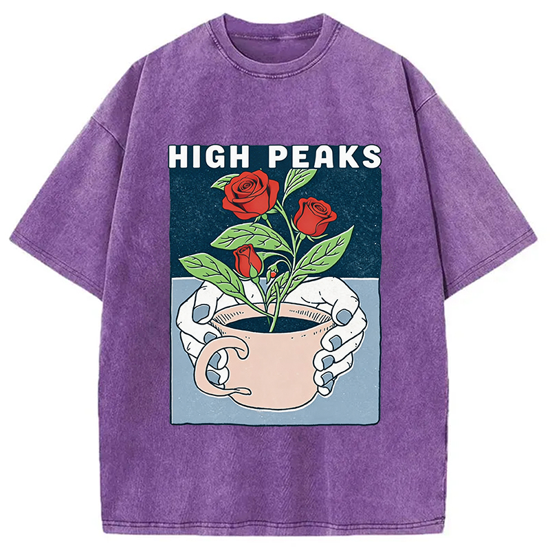 Modecanvas Planted Flower DTG Printing Washed T-Shirt