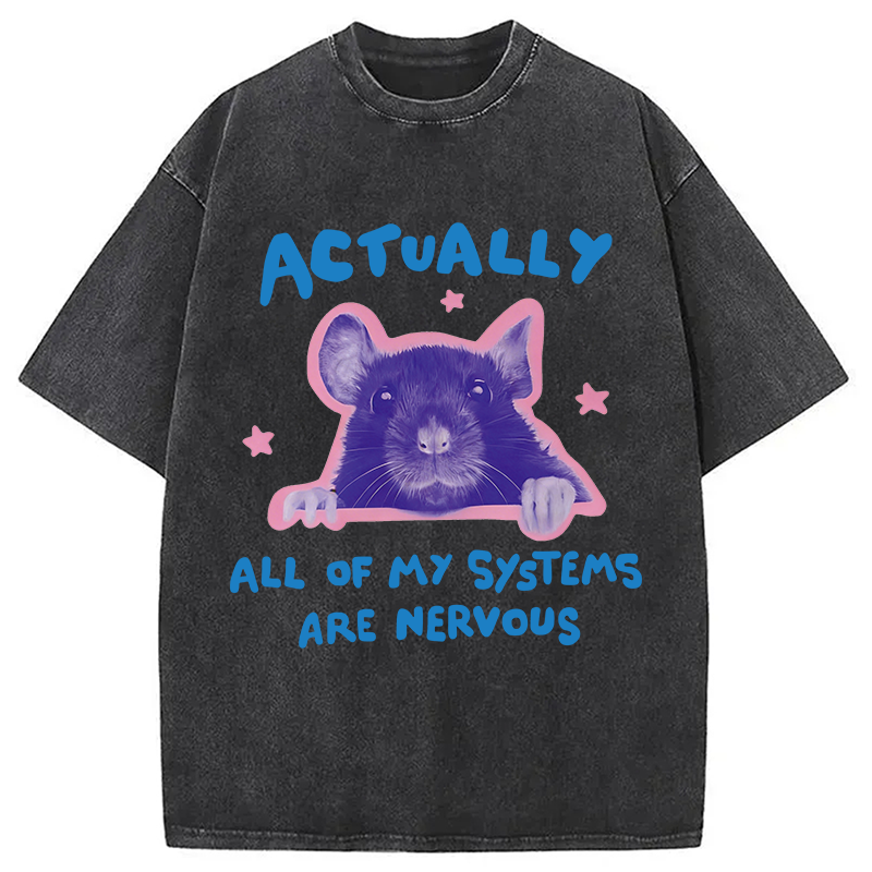 Modecanvas Actually All Of My Systems Are Nervous DTG Printing Washed T-Shirt