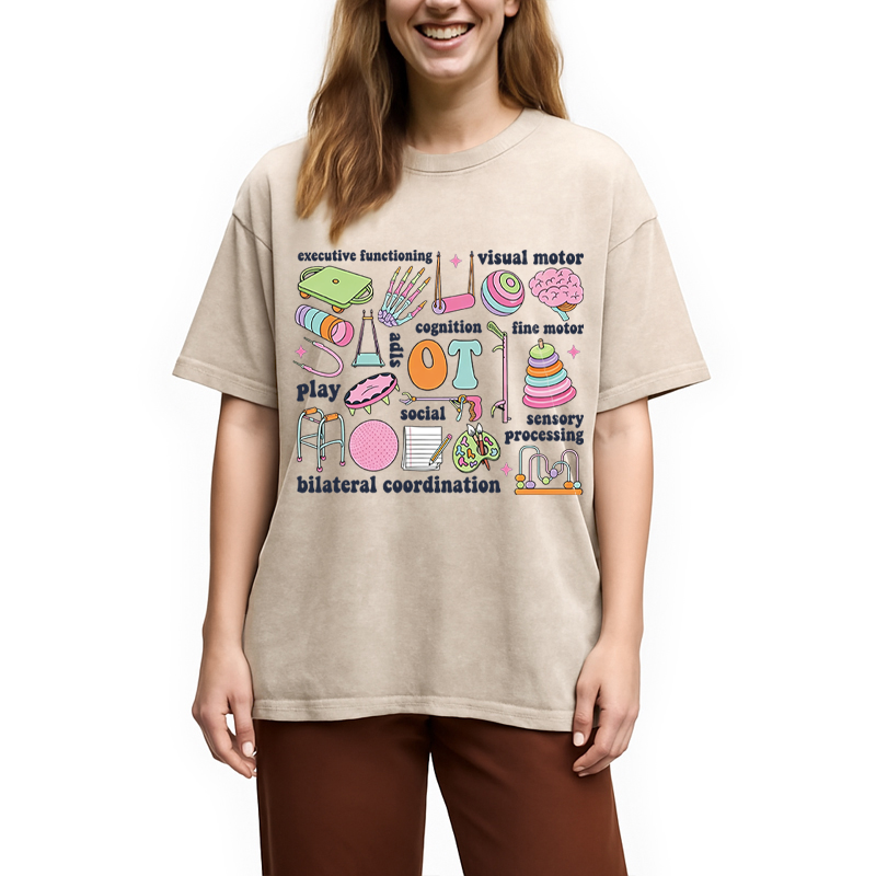 Modecanvas Funny Healthcare Meme DTG Printing Washed T-Shirt