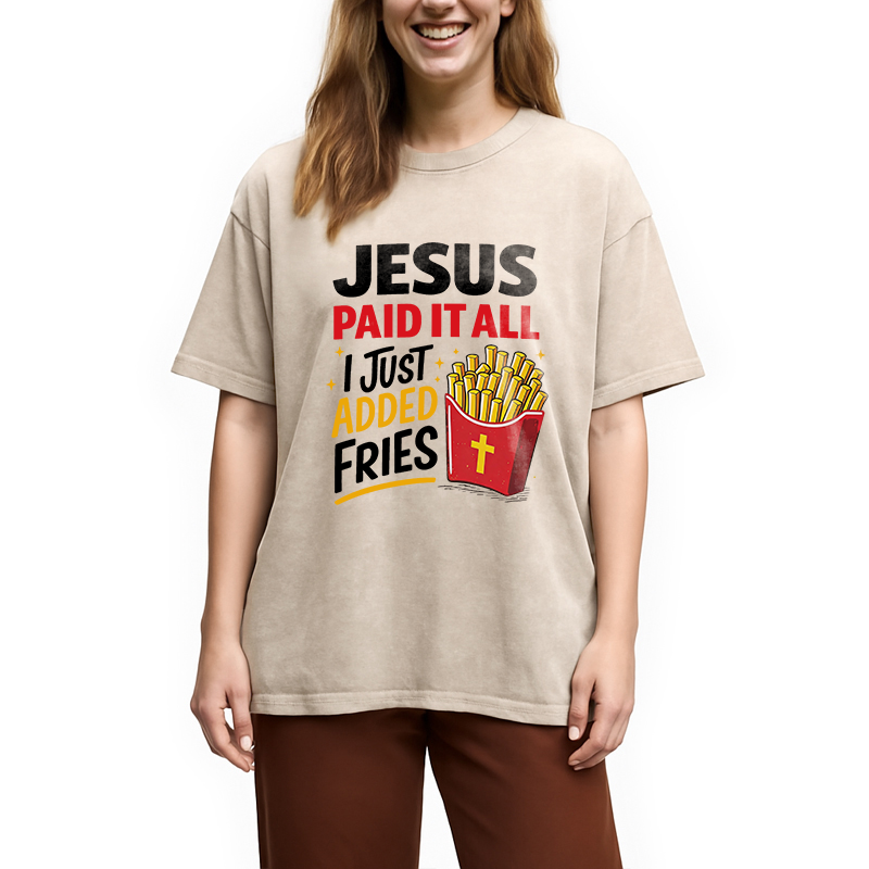 Modecanvas Jesus Paid It All DTG Printing Washed T-Shirt